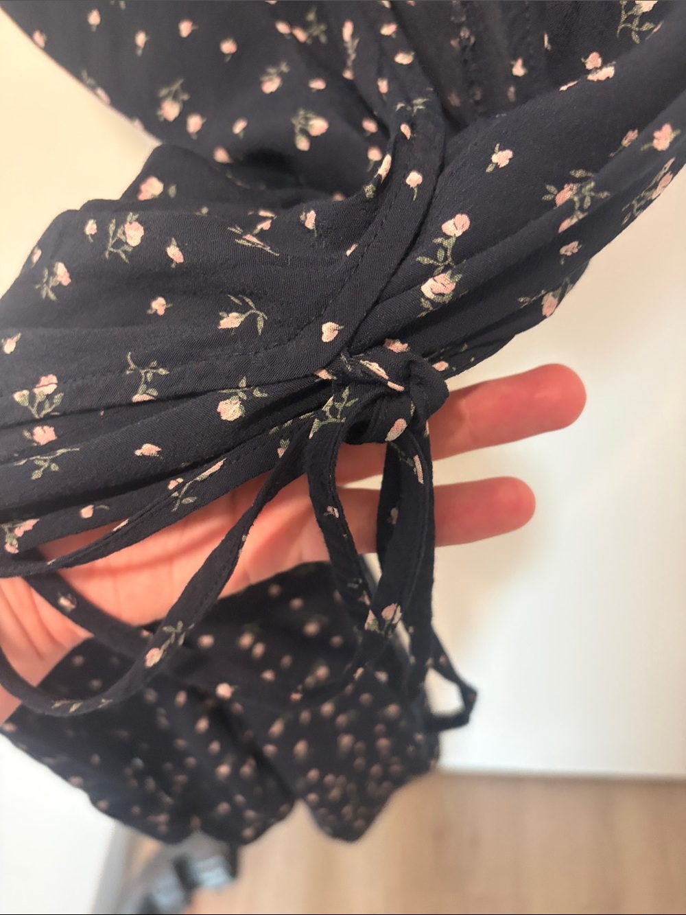 Brandy Melville Navy Floral Wrap-Style Midi Dress - Picture 7 of 13